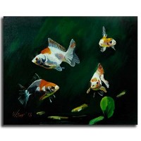 Интерьерная картина маслом (40 х 50 см) Рыбки