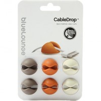 Зажим для проводов Bluelounge CableDrop (6 штук) белый / оранжевый / коричневый