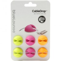 Зажим для проводов Bluelounge CableDrop (6 штук) жёлтый / розовый / зелёный