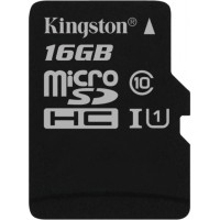 Карта памяти Kingston microSDHC 16Gb Class 10 U1 UHS-I SDC10G2/16GBSP (Black)
