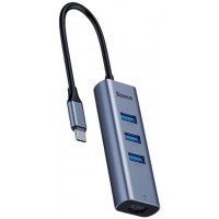 USB-концентратор Baseus Enjoyment Series USB-C to RJ45/3xUSB 3.0 CAHUB-M0G (Deep Grey)