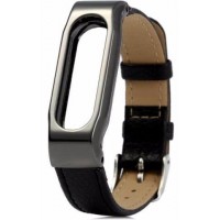 Сменный ремешок Xiaomi Leather Wristband для Xiaomi Mi Band (Silver/Black)