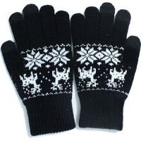 Перчатки iGloves (p3) для iPhone/iPod/iPad/etc чёрные с оленями (Размер M)