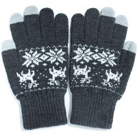 Перчатки iGloves (p4) для iPhone/iPod/iPad/etc серые с оленями (Размер M)