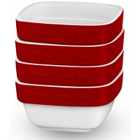Набор квадратных керамических мини-чаш для запекания KitchenAid Ceramic 4-Piece Stacking Ramekin Bakeware Set KBLR04RMER (Empire Red)