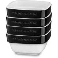 Набор квадратных керамических мини-чаш для запекания KitchenAid Ceramic 4-Piece Stacking Ramekin Bakeware Set KBLR04RMOB (Onyx Black)