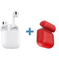 Комплект Apple AirPods + Baseus Wireless Charger Case (White/Red)