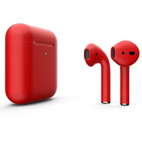 Беспроводные наушники Apple AirPods 2 (второе поколение) Custom Edition красные матовые (с функцией беспроводной зарядки)