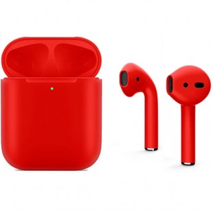 Беспроводные наушники Apple AirPods 2 (второе поколение) Custom Edition красные матовые (с функцией беспроводной зарядки) полная покраска оптом