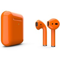 Беспроводные наушники Apple AirPods 2 (второе поколение) Custom Edition оранжевые глянцевые (с функцией беспроводной зарядки)