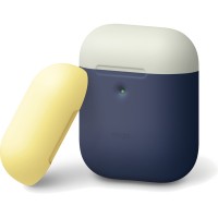 Чехол Elago A2 Wireless Silicone Duo Case для AirPods 2Gn синий Jean Indigo (белая/жёлтая крышки)