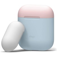 Чехол Elago Silicone Duo Case для AirPods голубой Pastel Blue (белая/розовая крышки)