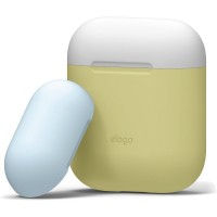 Чехол Elago Silicone Duo Case для AirPods жёлтый (белая/голубая Pastel Blue крышки)