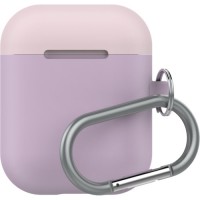 Чехол LAB.C Silicone Capsule 2in1 для Airpods фиолетовый Lavender (розовая Baby Pink/белая крышки)