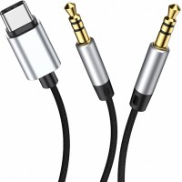 Кабель-переходник Baseus L38 AUX Audio Cable USB Type-C — 3.5 mm / 3.5 mm серебристый