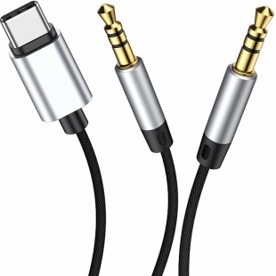 Кабель-переходник Baseus L38 AUX Audio Cable USB Type-C — 3.5 mm / 3.5 mm серебристый оптом