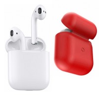 Комплект беспроводные наушники Apple AirPods плюс чехол Baseus Wireless Charger Case для Airpods красный