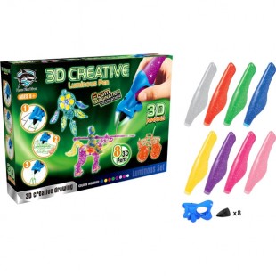 Набор детских 3D-ручек Fitfun Toys (8 шт.) светящиеся чернила (Y8808-2) оптом