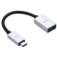 Адаптер Just Mobile AluCable USB-С 3.0 на USB (15 см) серебристый / чёрный