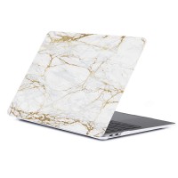 Чехол Gurdini для MacBook Air 13" (2018) бело-золотистый мрамор (Стиль 5)