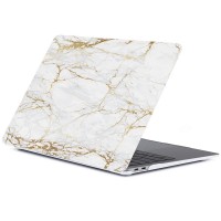 Чехол Gurdini для MacBook Pro 13" с и без Touch Bar (USB-C) бело-золотистый мрамор (Стиль 8)