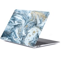 Чехол Gurdini для MacBook Pro 13" с и без Touch Bar (USB-C) сине-золотистый мрамор (Стиль 10)