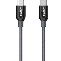 Кабель Anker PowerLine+ USB-C to USB-C 2.0 Nylon Braided (0,9 метра) серый (A8187HA1)
