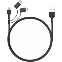 Кабель Aukey 3-in-1 MFI Lightning + micro-USB + USB-C Cable (1,2 метра) чёрный (CB-BAL5)