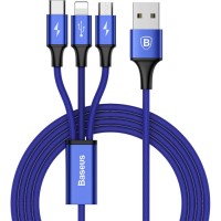 Кабель Baseus Rapid Series 3 in 1 Cable Lightning+USB-C+micro-USB (1.2 метра) синий (CAMLT-SU13)
