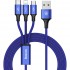 Кабель Baseus Rapid Series 3 in 1 Cable Lightning+USB-C+micro-USB (1.2 метра) синий (CAMLT-SU13) оптом