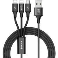 Кабель Baseus Rapid Series 3 in 1 Cable micro-USB / Dual Lightning (1.2 метра) чёрный (CAMLL-SU01)