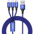 Кабель Baseus Rapid Series 3 in 1 Cable micro-USB / Dual Lightning (1.2 метра) синий (CAMLL-SU13) оптом