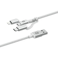 Кабель Mophie 3 in 1 Charging Cable USB-C+Lightning+Micro-USB (1 метр) белый