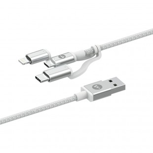 Кабель Mophie 3 in 1 Charging Cable USB-C+Lightning+Micro-USB (1 метр) белый оптом