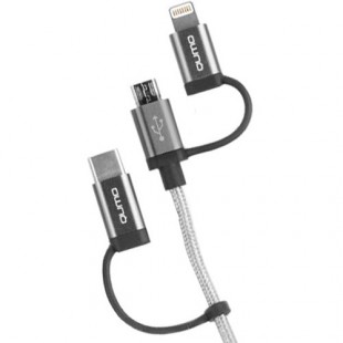 Кабель Qumo Sync & Charge USB Lightning (MFI)+USB Type-C+Micro-USB в стальной оплётке оптом