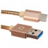 Кабель Qumo Sync & Charge USB Type-C в стальной оплётке золотой оптом