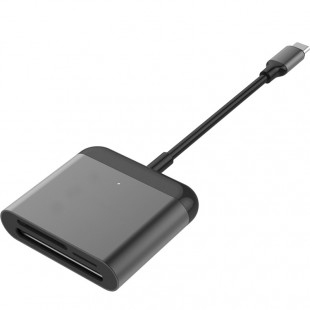 Картридер HyperDrive USB-C Pro Card Reader для UHS-II microSD, SD 4.0, CFast card чёрный (D209) оптом