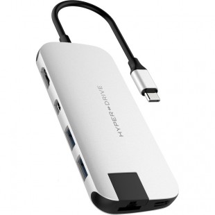 USB-хаб HyperDrive SLIM 8-in-1 USB-C Hub серебристый (HD247B-SILVER) оптом