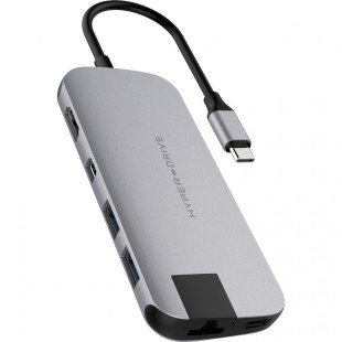 USB-хаб HyperDrive SLIM 8-in-1 USB-C Hub серый космос (HD247B-GRAY) оптом