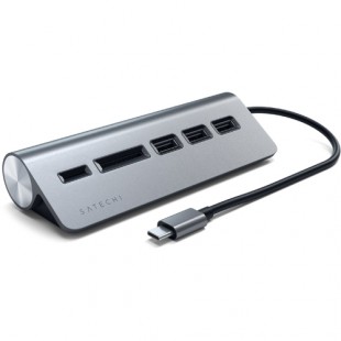 USB-хаб и картридер Satechi Type-C Aluminum USB 3.0 Hub & Card Reader (ST-TCHCRM) серый космос оптом