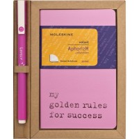 Записная книжка и ручка Moleskine Volant My golden rules for success SETQP711GR (Pink)