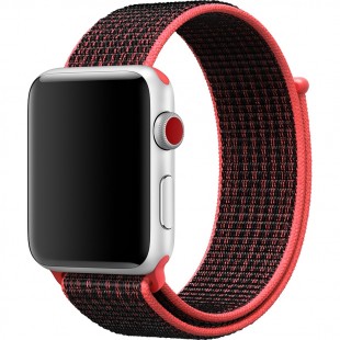Ремешок Gurdini Nike Sport Loop для Apple Watch 42/44 мм красный/чёрный (Bright Crimson/Black) оптом
