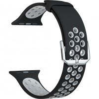 Силиконовый ремешок LYAMBDA ALIOTH для Apple Watch 42/44 мм чёрный/серый (DS-APS01-21-44-BGY)