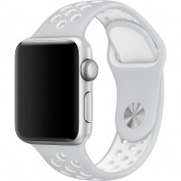 Спортивный ремешок Gurdini Sport Band Nike для Apple Watch 38/40 мм серый/белый (Gray/White)