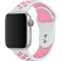 Спортивный ремешок Gurdini Sport Band Nike для Apple Watch 42/44 мм белый/жемчужно-розовый (White/Pearl Pink)