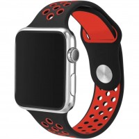 Спортивный ремешок Gurdini Sport Band Nike для Apple Watch 42/44 мм чёрный/красный (Black/Red)