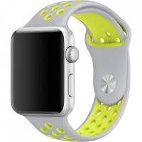 Спортивный ремешок Gurdini Sport Band Nike для Apple Watch 42/44 мм серый/салатовый (Gray/Volt)
