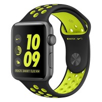 Умные часы Apple Watch Nike+ 42 мм, алюминий «серый космос», спортивный ремешок Nike «чёрный/салатовый»