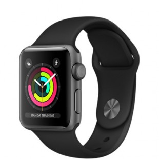 Умные часы Apple Watch Series 3 38мм, алюминий «серый космос», спортивный ремешок чёрного цвета оптом