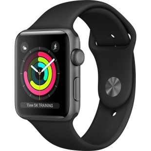Умные часы Apple Watch Series 3 42мм, алюминий «серый космос», спортивный ремешок чёрного цвета оптом